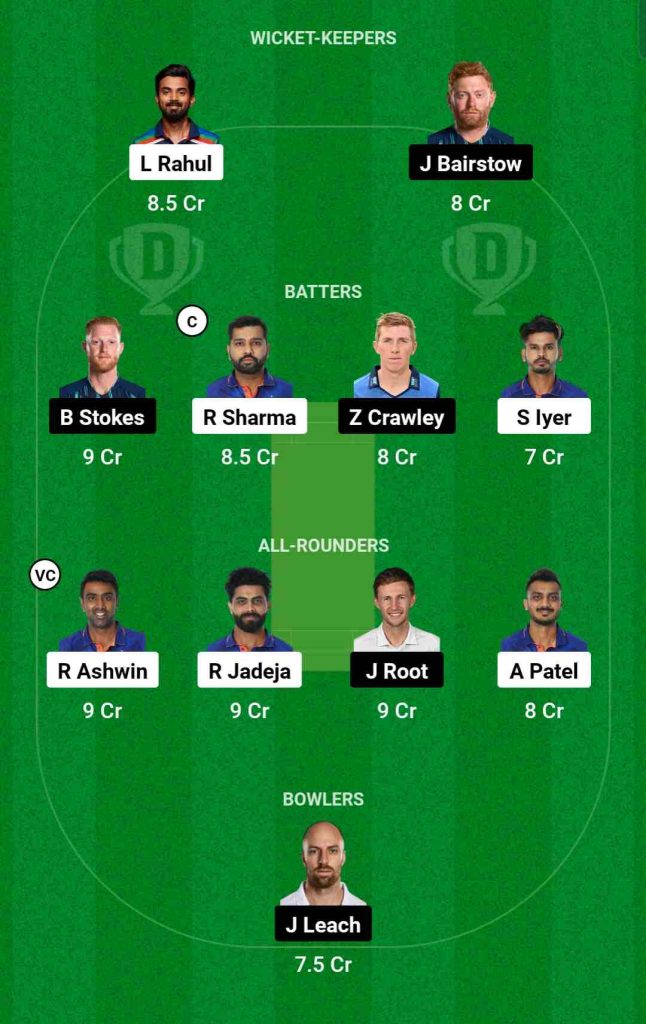 IND vs ENG Dream11 Prediction Team for Today's Match